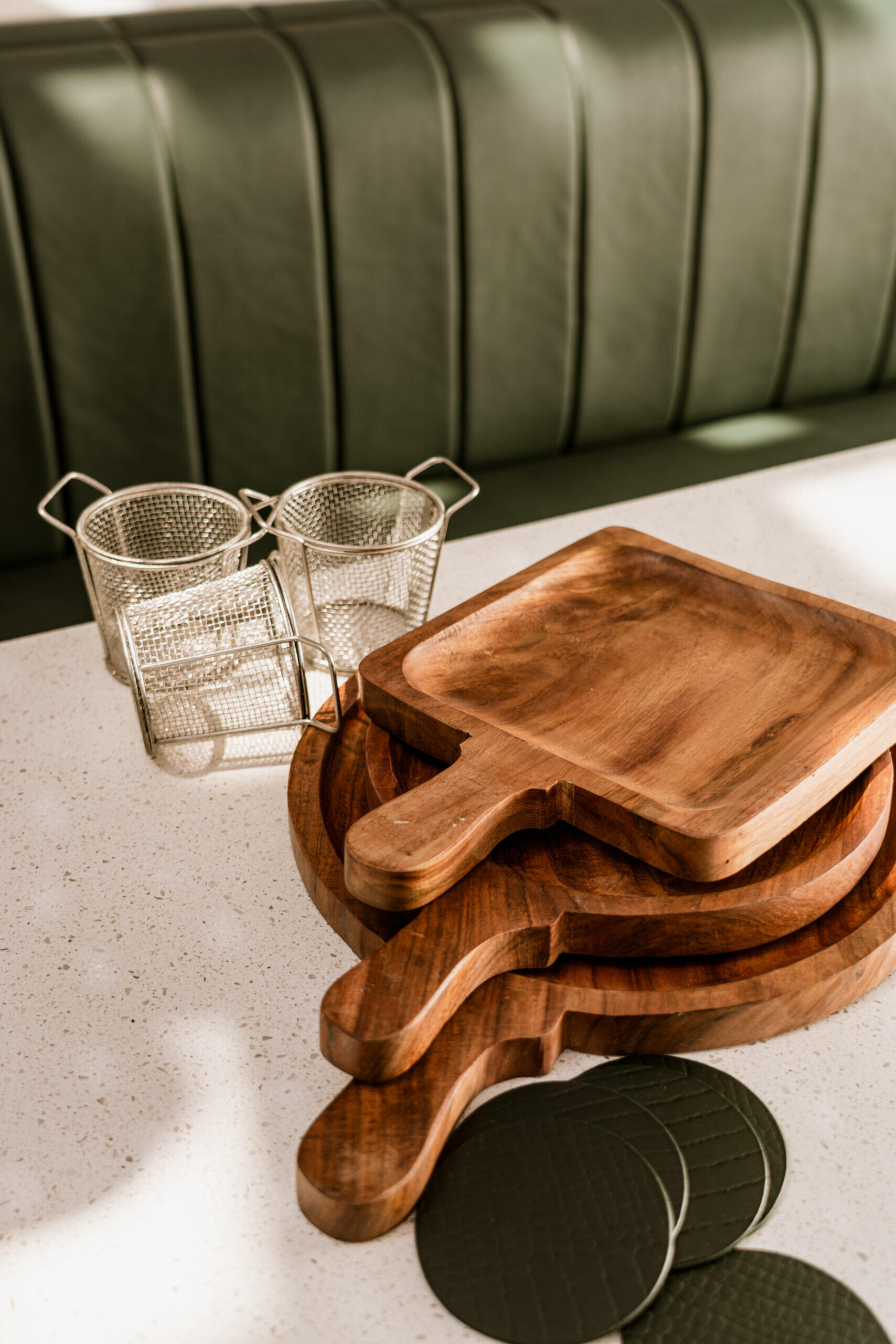 Bizou Cafe & Grill sofa and cutlery